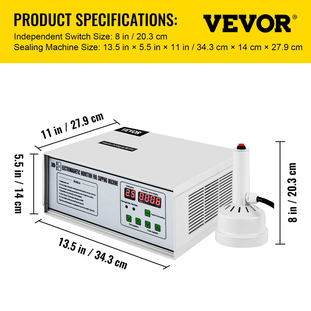 Selladora por inducción VEVOR de 20 mm a 100 mm y 110 V