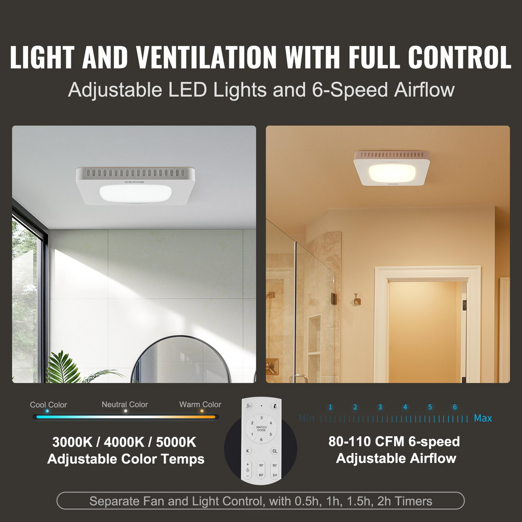 Ventilador de baño VEVOR de 110 CFM