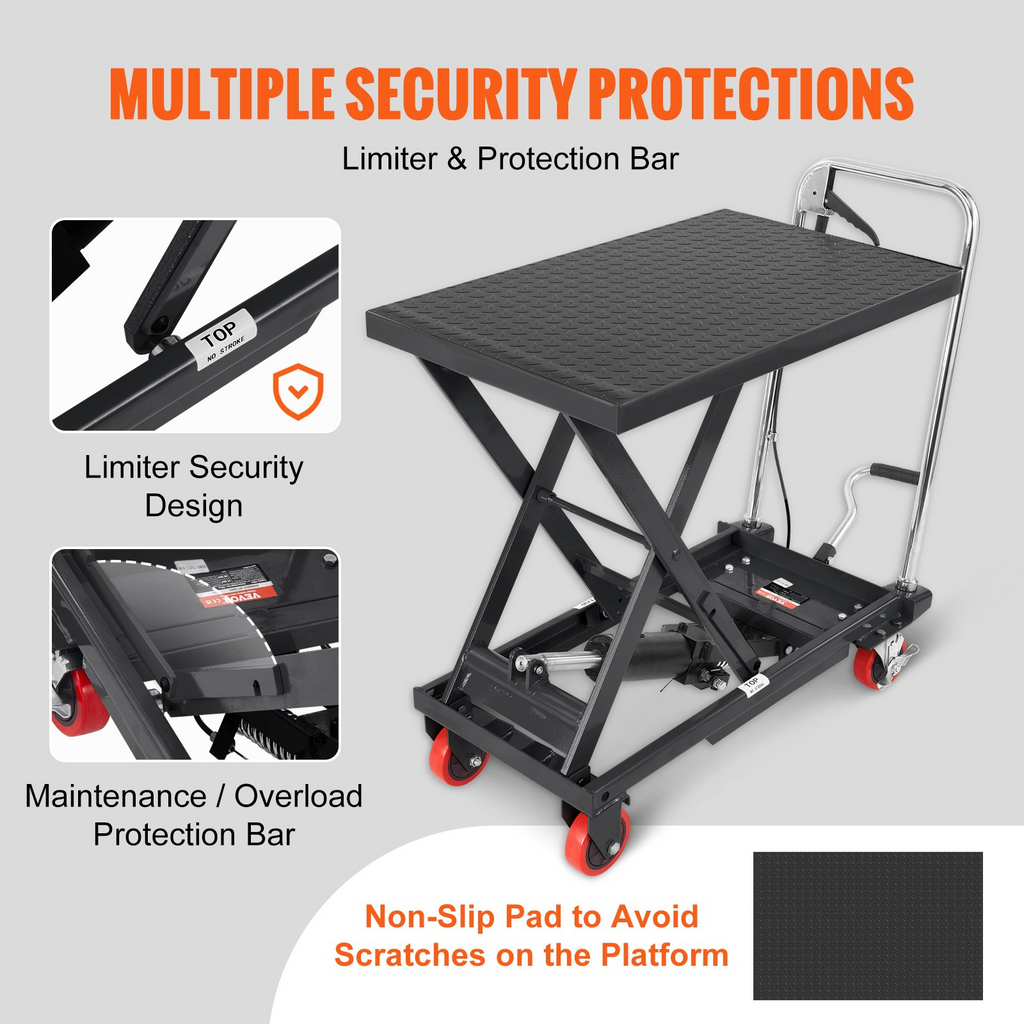 Mesa elevadora hidráulica VEVOR capacidad de 500 libras altura de elevación de 28,5"
