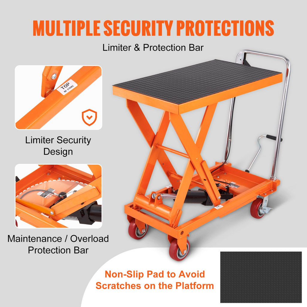 Mesa elevadora hidráulica VEVOR capacidad de 1100 libras altura de elevación de 35,4"
