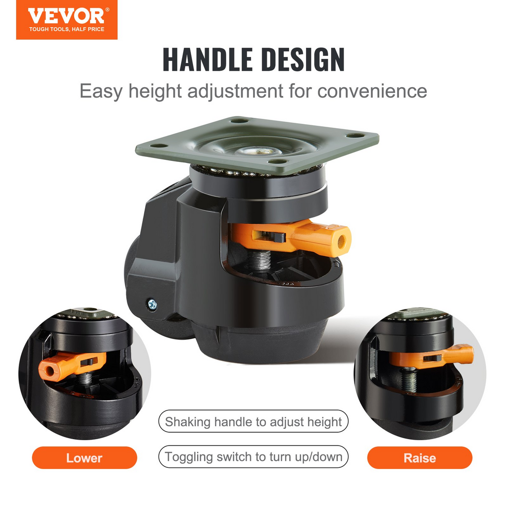 Ruedas niveladoras VEVOR juego de 4 capacidad de carga total de 2200 lb 2,5 pulgadas
