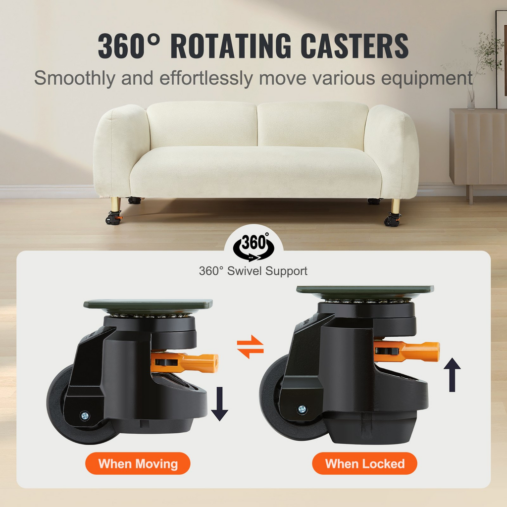 Ruedas niveladoras VEVOR juego de 4 capacidad de carga total de 2200 lb 2,5 pulgadas