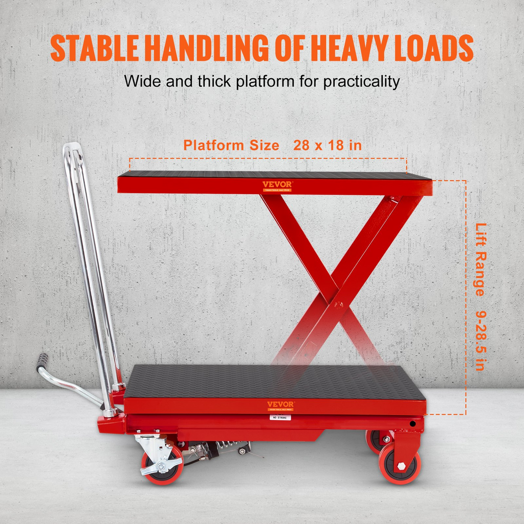 Mesa elevadora hidráulica VEVOR capacidad de 500 libras altura de elevación de 28,5"