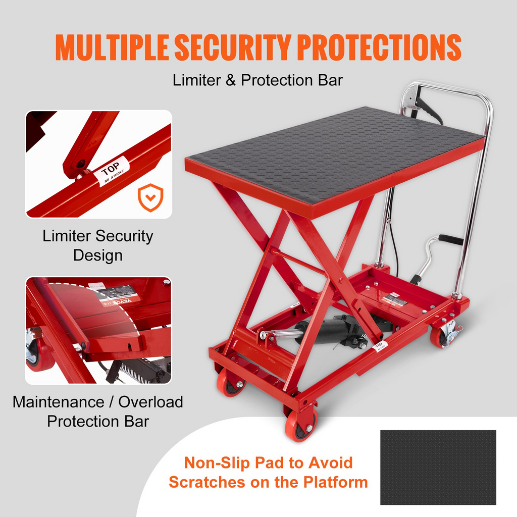 Mesa elevadora hidráulica VEVOR capacidad de 500 libras altura de elevación de 28,5"