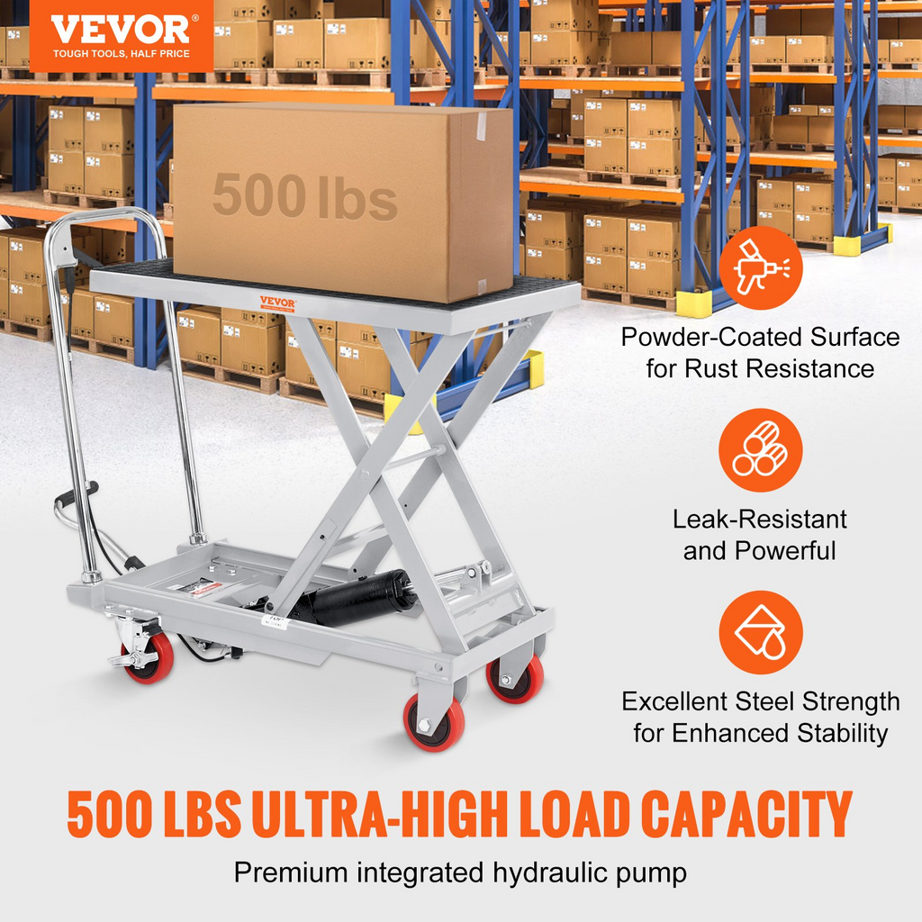 Mesa elevadora hidráulica VEVOR capacidad de 500 libras altura de elevación de 28,5"