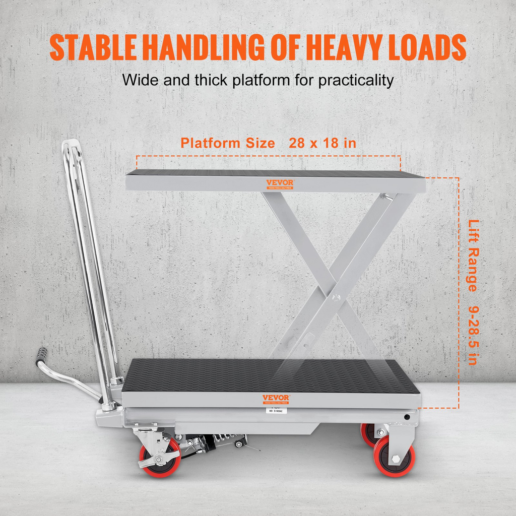 Mesa elevadora hidráulica VEVOR capacidad de 500 libras altura de elevación de 28,5"