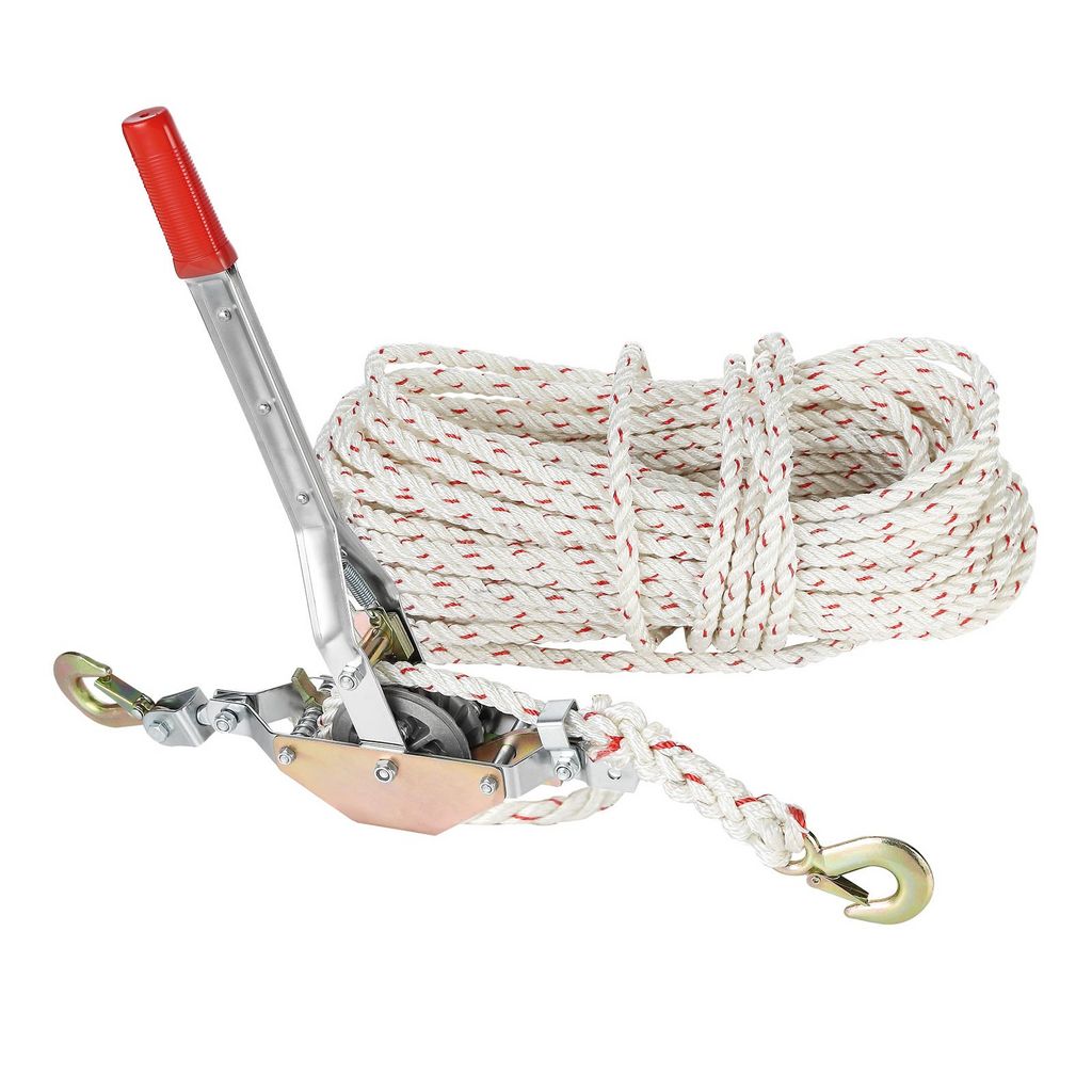Extractor de cuerda VEVOR capacidad de tracción de 3/4 de tonelada (1653 lb) con 100' de cuerda de 0,6" de diámetro 2 ganchos