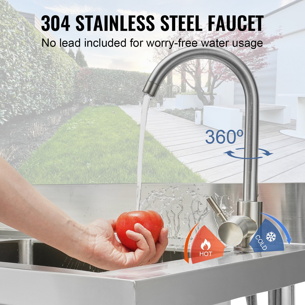 Fregadero de acero inoxidable VEVOR 39,4 x 19,1 x 37,4 pulgadas