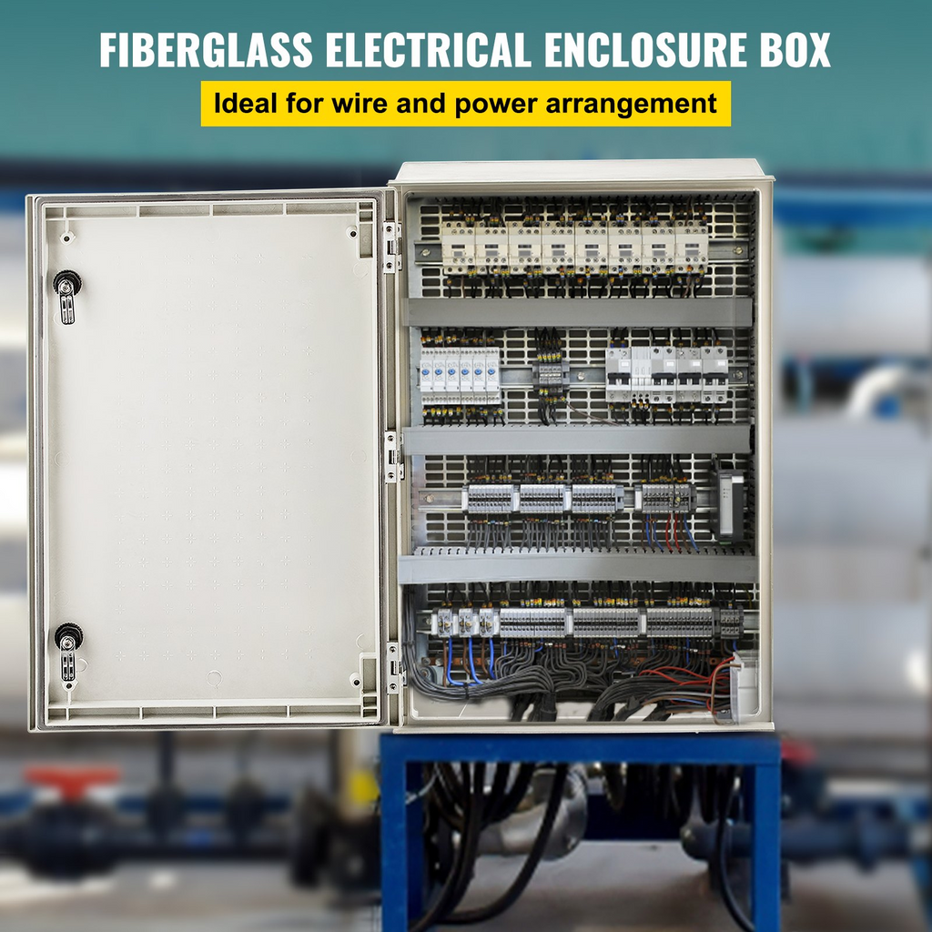 Caja de acero NEMA VEVOR, caja eléctrica de fibra de vidrio NEMA 4X de 24 x 16 x 9'', resistente al agua y al polvo IP66