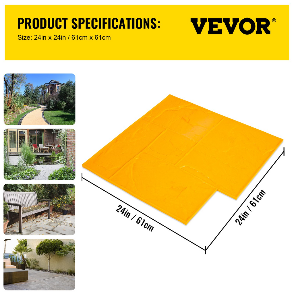 VEVOR - Juego de alfombrillas texturizadoras para hormigón de 24 x 24 pulgadas