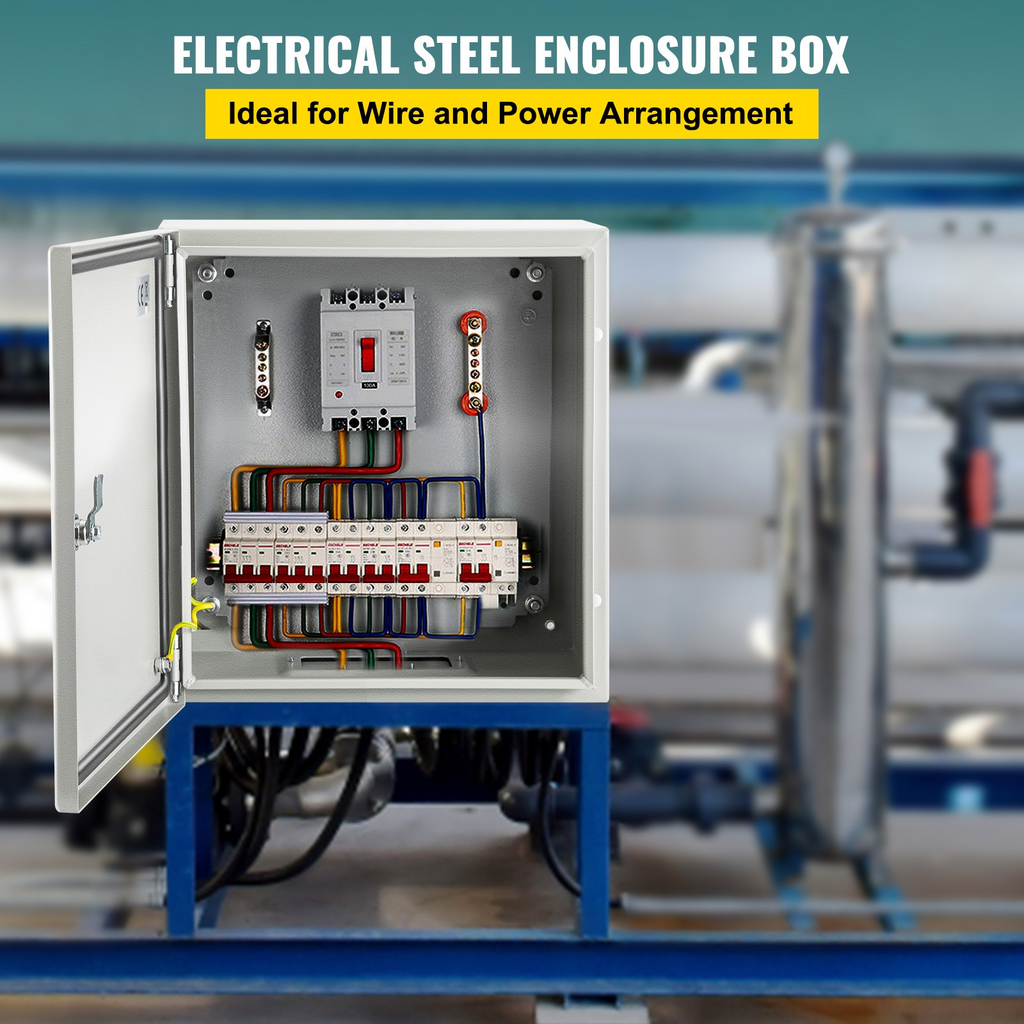 Caja de acero NEMA VEVOR, caja eléctrica de acero NEMA 4X de 8 x 8 x 6'', resistente al agua y al polvo IP66.