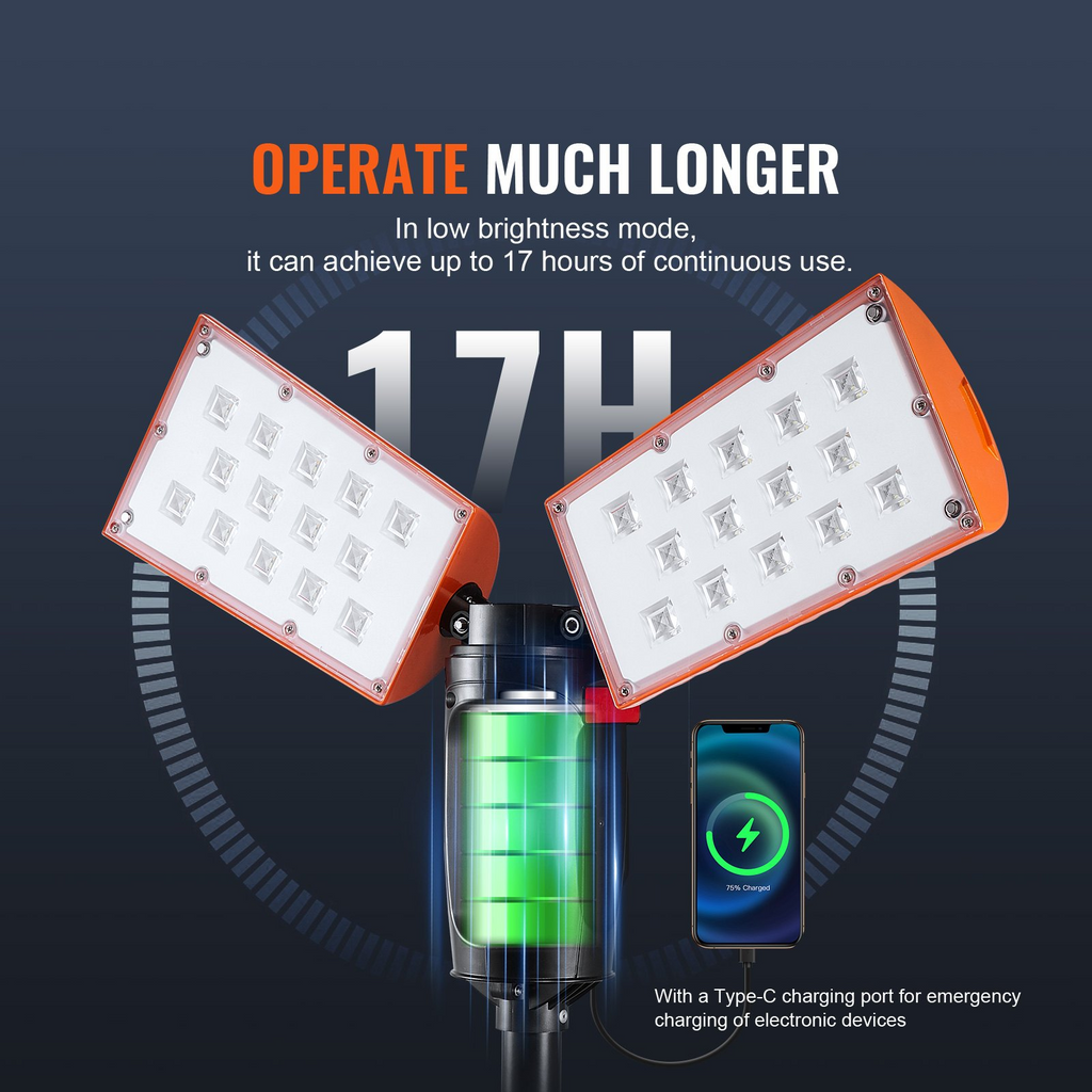 Luz de trabajo LED VEVOR LED de 2500 lm ajustable de 27,6" a 70"