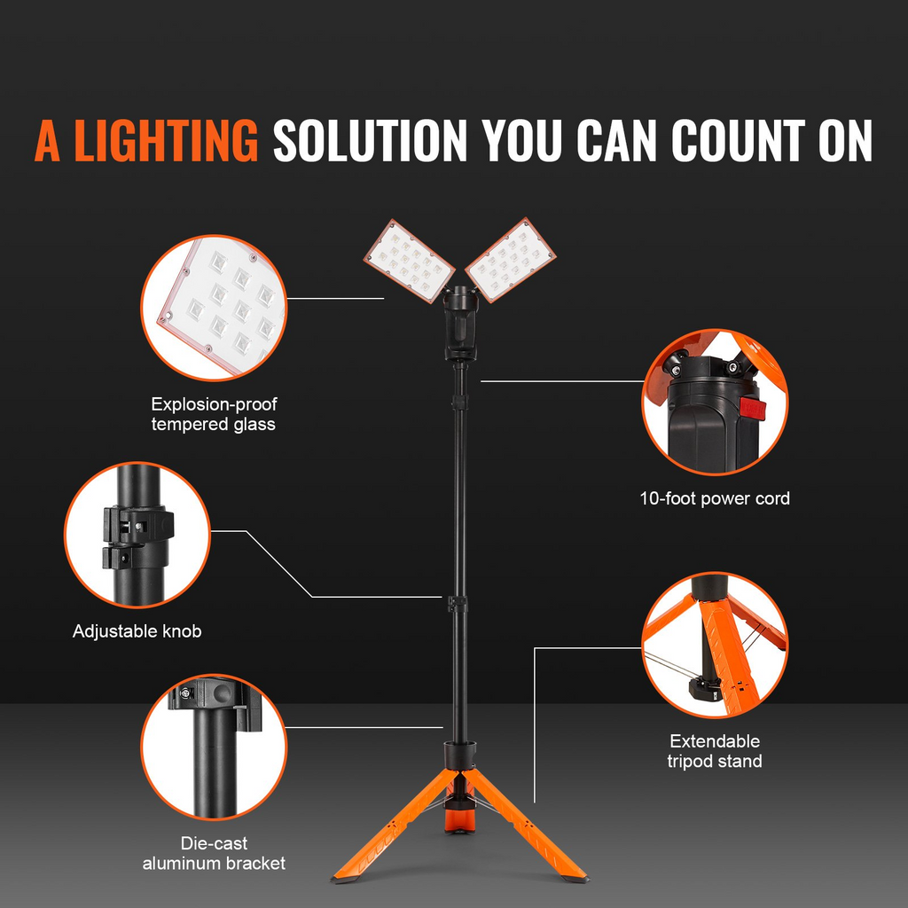 Luz de trabajo LED VEVOR LED de 2500 lm ajustable de 27,6" a 70"
