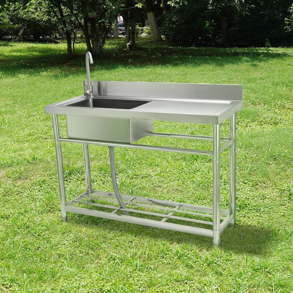 Fregadero de acero inoxidable VEVOR de un solo tazón con banco de trabajo 47 x 19,7 x 37,4 pulgadas