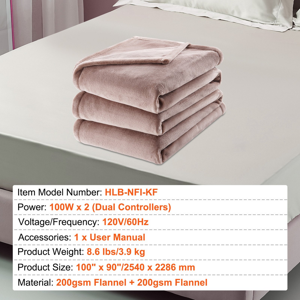 Manta eléctrica VEVOR tamaño king de 100 x 90 pulgadas