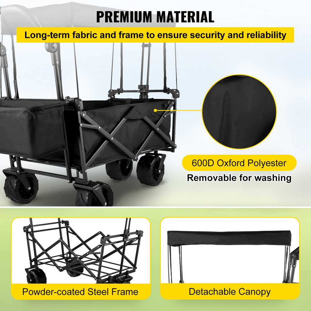 VEVOR Carrito de jardín plegable extragrande con toldo extraíble