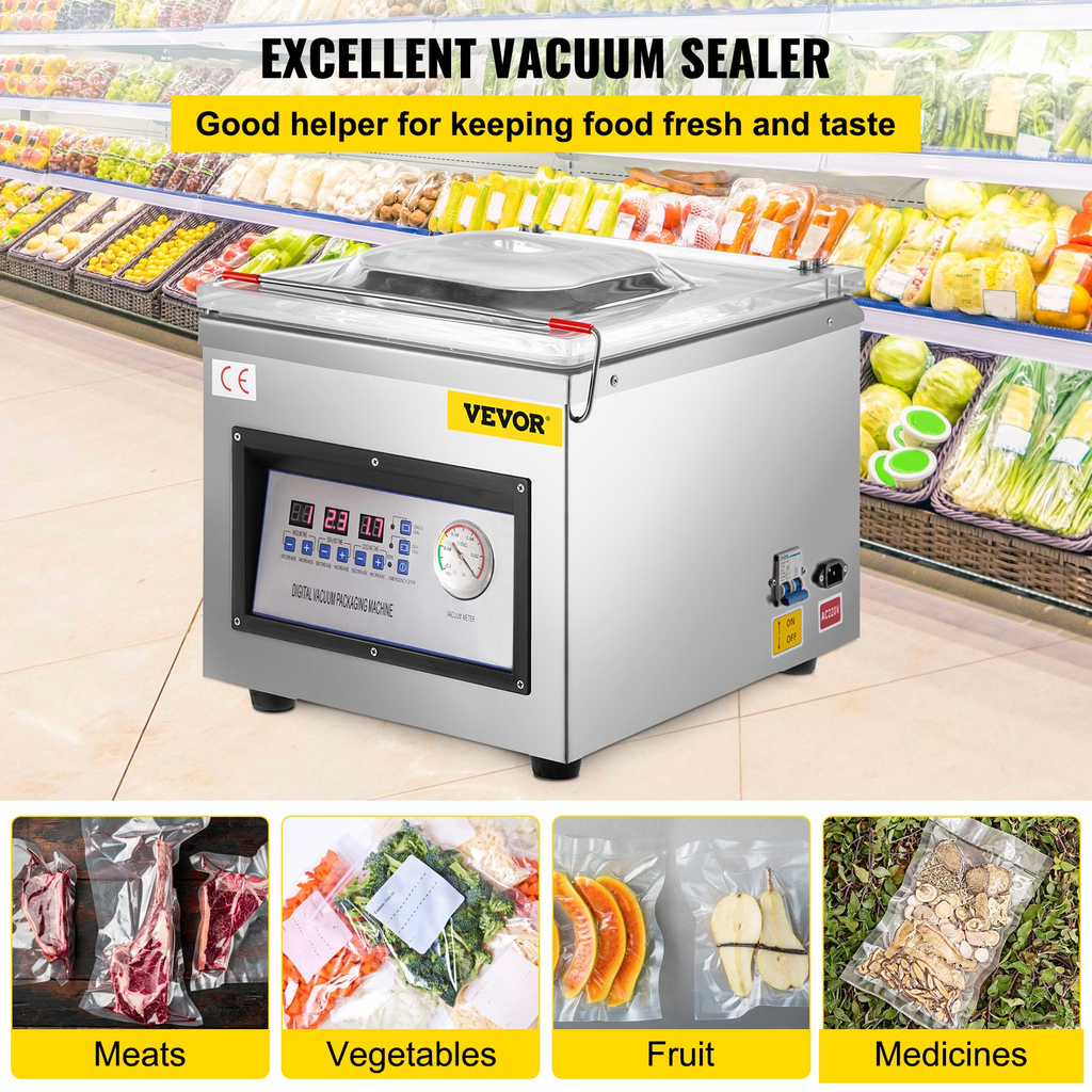 Selladora al vacío de cámara VEVOR DZ-260C para alimentos de cocina de 110 V