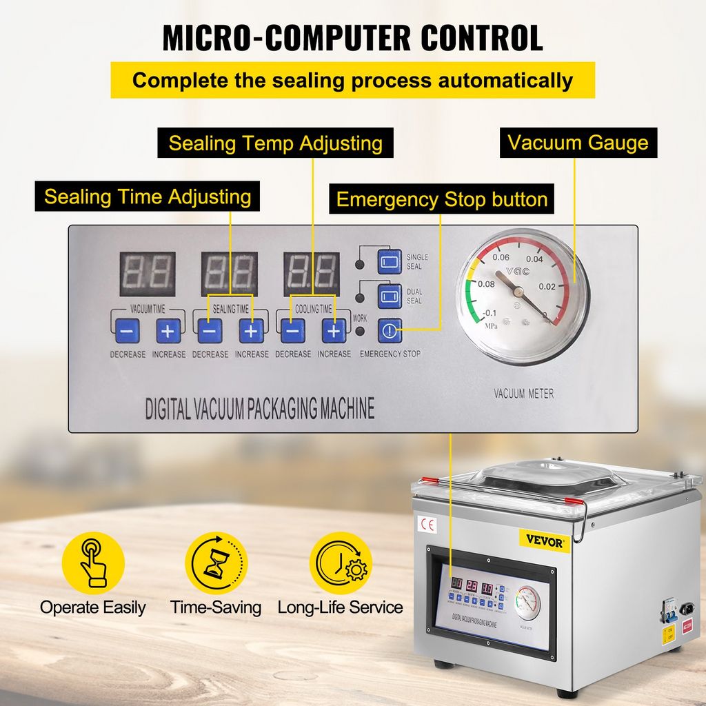 Selladora al vacío de cámara VEVOR DZ-260C para alimentos de cocina de 110 V