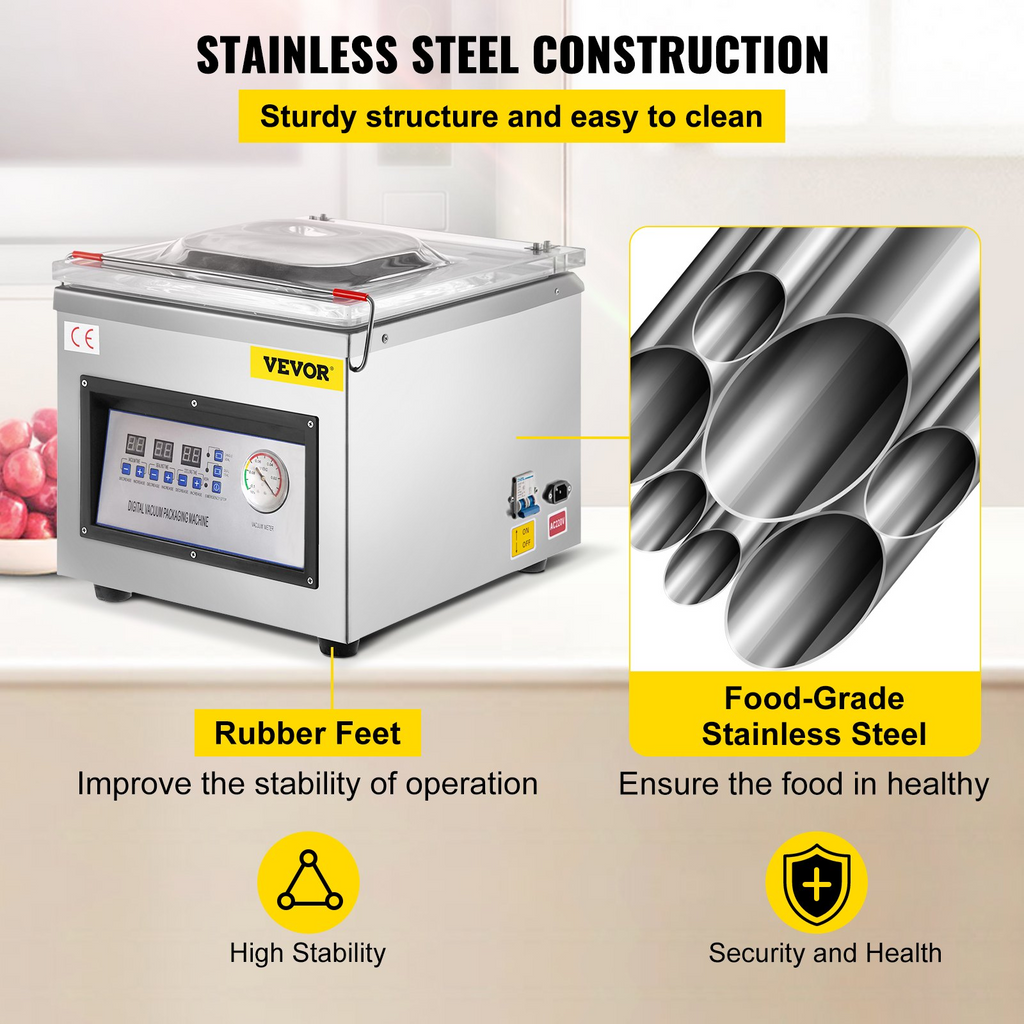 Selladora al vacío de cámara VEVOR DZ-260C para alimentos de cocina de 110 V