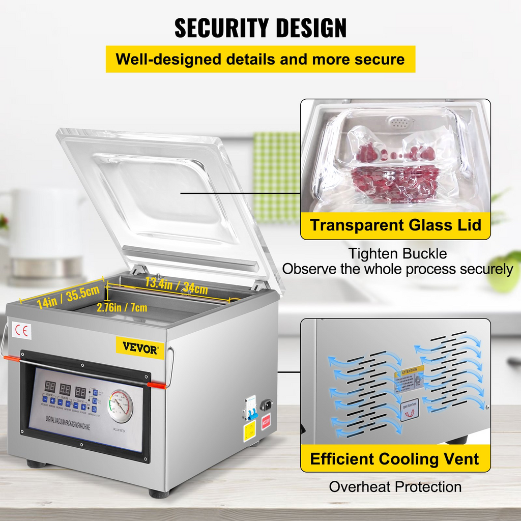 Selladora al vacío de cámara VEVOR DZ-260C para alimentos de cocina de 110 V
