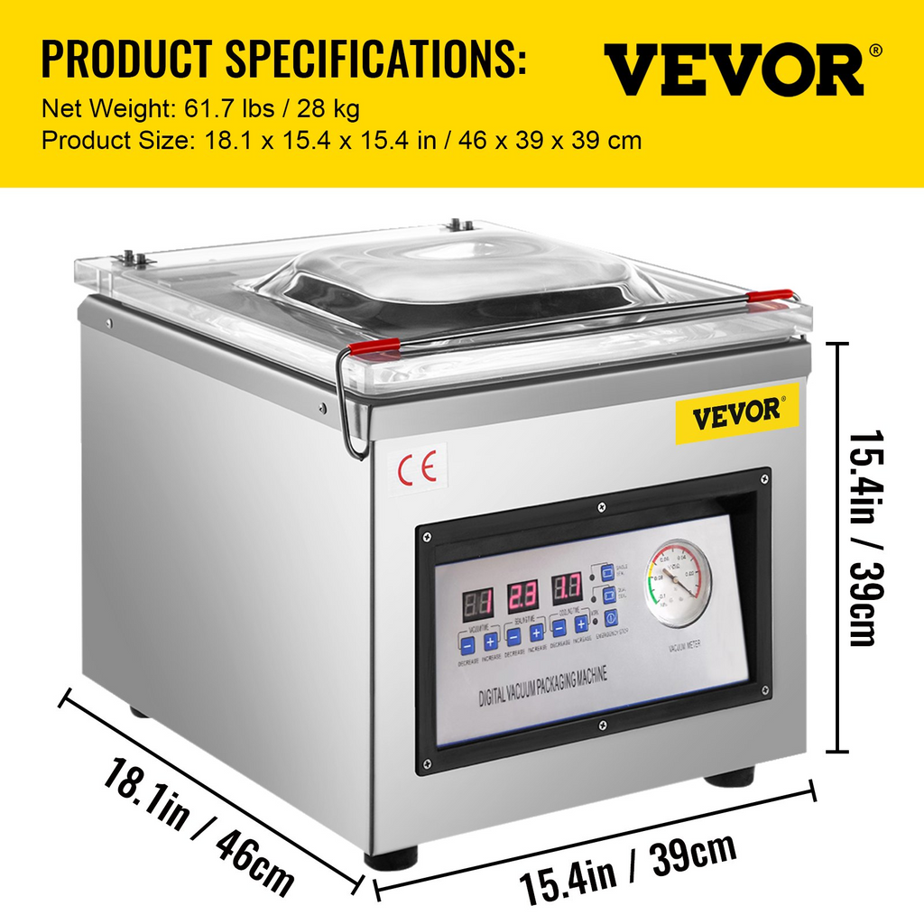Selladora al vacío de cámara VEVOR DZ-260C para alimentos de cocina de 110 V