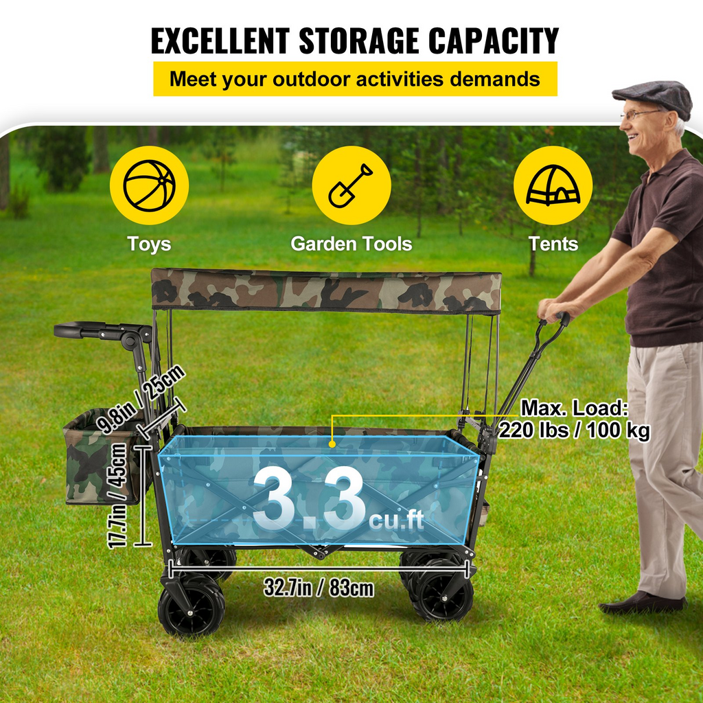 VEVOR - Carrito plegable con toldo extraíble