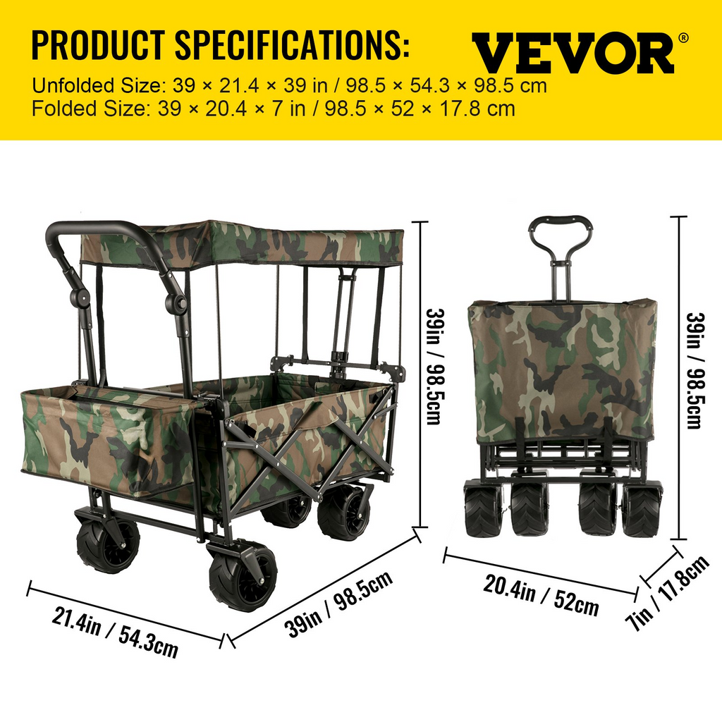 VEVOR - Carrito plegable con toldo extraíble