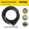 Cable de extensión para generador VEVOR de 50 pies 30 amperios cable de 4 cables calibre 10 cable de alimentación para generador de 125 V y 250 V con cierre giratorio (50 pies y 30 amperios)