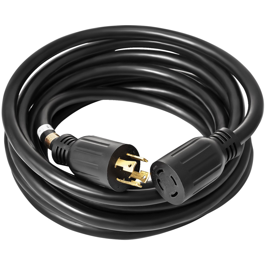 Cable de extensión para generador VEVOR de 50 pies 30 amperios cable de 4 cables calibre 10 cable de alimentación para generador de 125 V y 250 V con cierre giratorio (50 pies y 30 amperios)