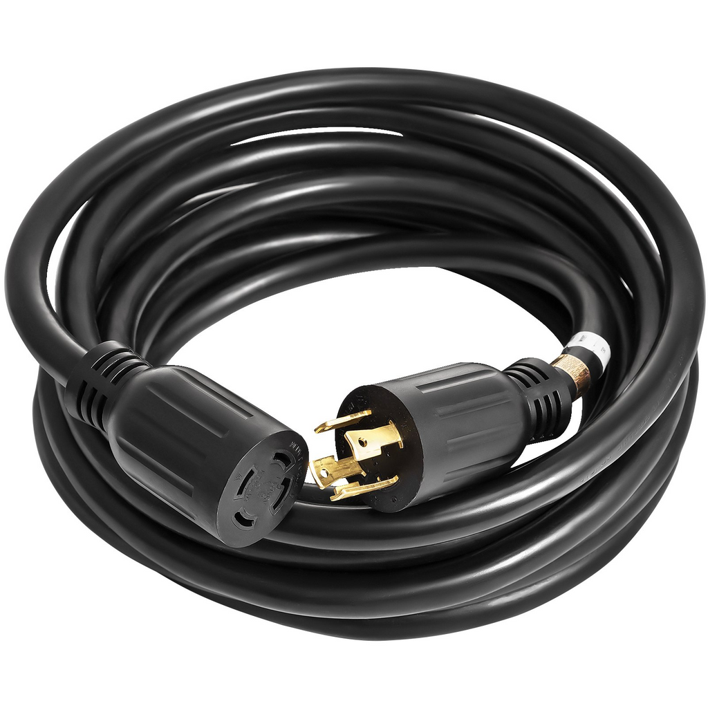 Cable de extensión para generador VEVOR de 50 pies 30 amperios cable de 4 cables calibre 10 cable de alimentación para generador de 125 V y 250 V con cierre giratorio (50 pies y 30 amperios)