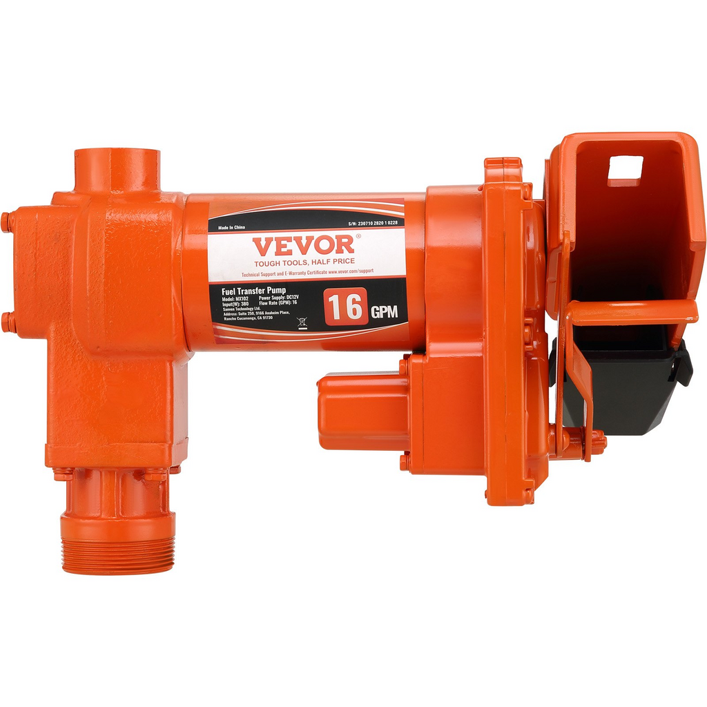 Bomba de transferencia de combustible VEVOR, 12 V CC, 16 GPM, 1/4 HP, bomba extractora de gasolina con boquilla automática, manguera de descarga y tubo de succión para mezclas de gasolina, diésel, queroseno, etanol y metanol, y biodiésel JH2