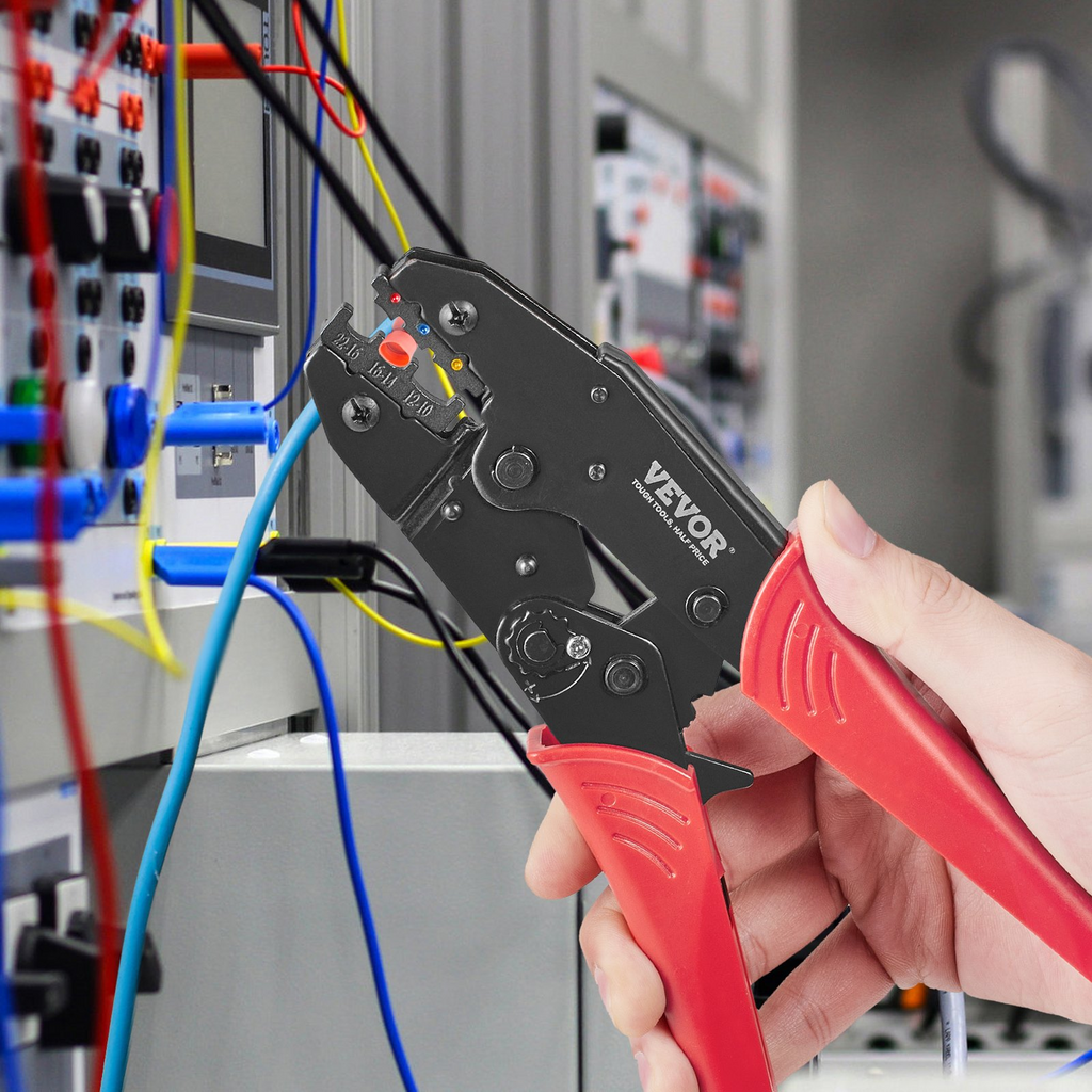 Juego de herramientas de crimpado con trinquete VEVOR para conectores eléctricos aislados