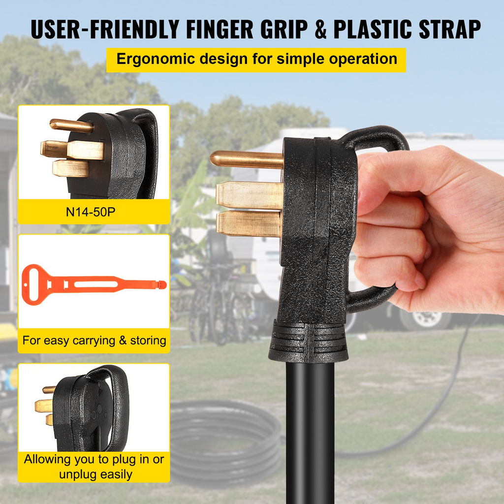 Cable de extensión para generador VEVOR de 10 pies 50 amperios para generador STW 6/3 + 8/1 para generador de 125 V y 250 V de bloqueo giratorio N14-50P SS2-50R CS6364