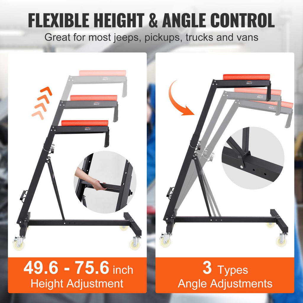 Camilla para automóvil VEVOR con altura ajustable de 49,6" a 75,6" capacidad de 400 libras