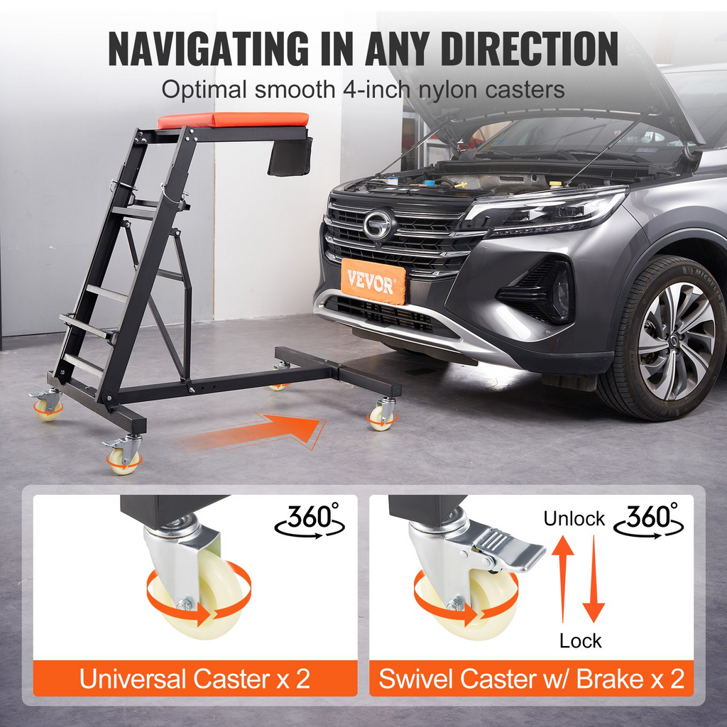 Camilla para automóvil VEVOR con altura ajustable de 49,6" a 75,6" capacidad de 400 libras