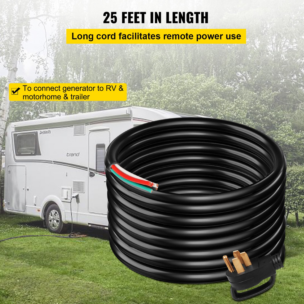 Cable de extensión para generador VEVOR de 25 pies 50 A calibre 6 STW 6/3+8/1