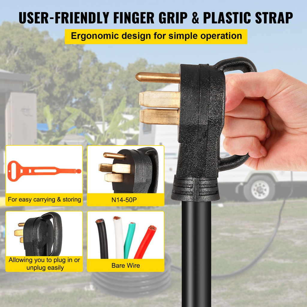 Cable de extensión para generador VEVOR de 25 pies 50 A calibre 6 STW 6/3+8/1