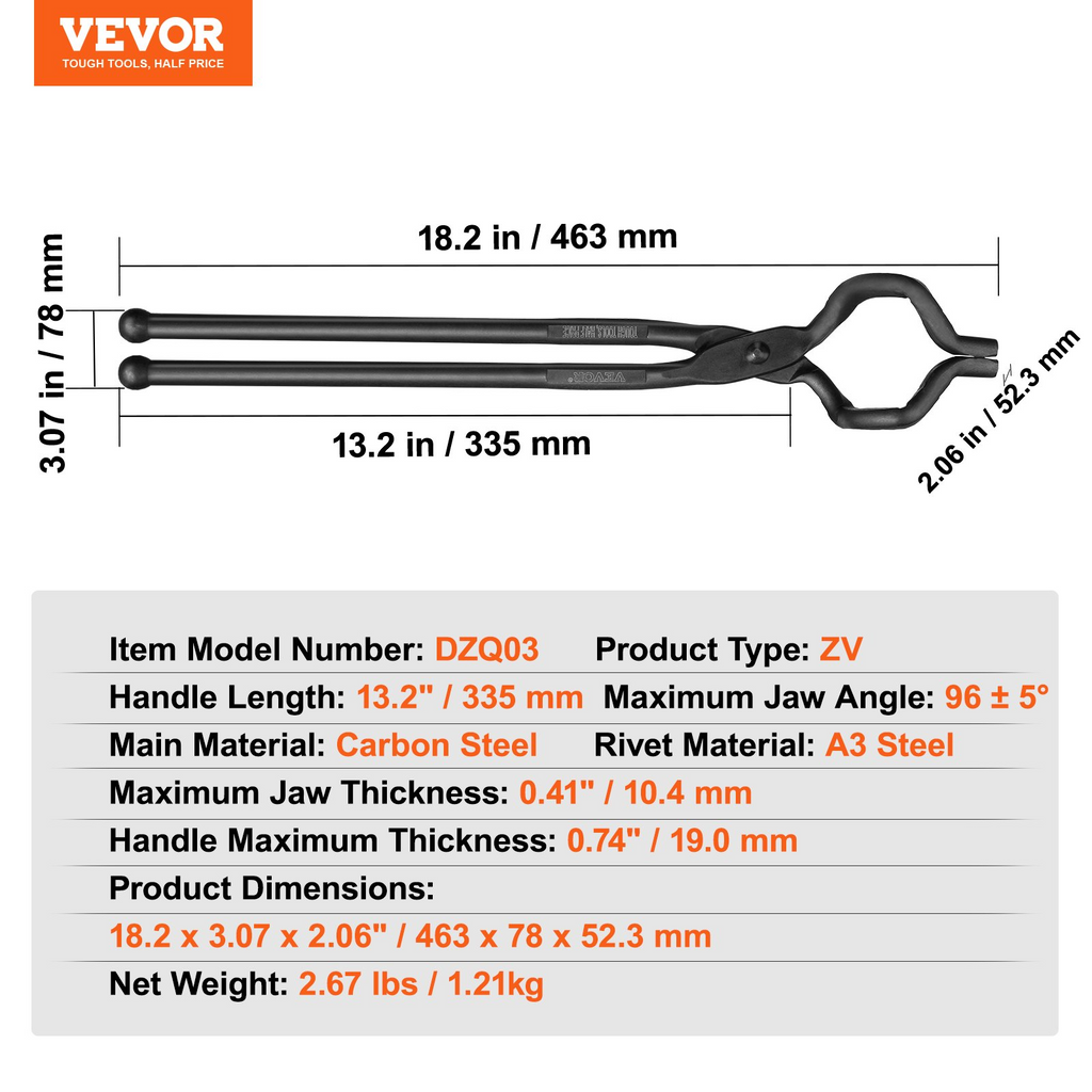 Pinzas de herrero VEVOR pinzas de punta en V de 18"