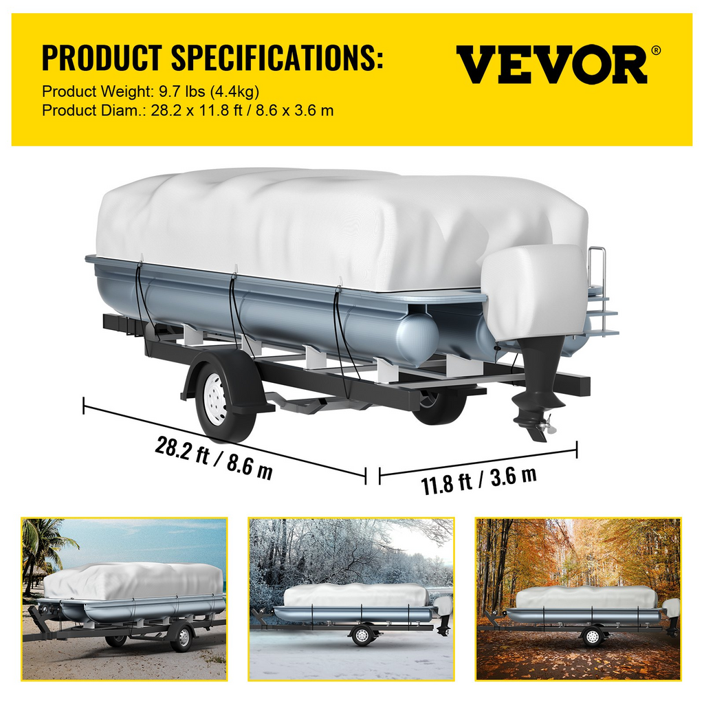 VEVOR - Funda para pontón apta para embarcaciones de 25 a 28 pies tela Oxford 600D de calidad marina