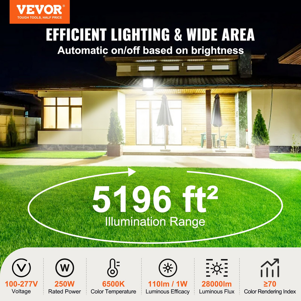 Foco LED para estadios VEVOR 250 W 28 000 lm luz LED de inundación 6500 K luz blanca diurna IP65