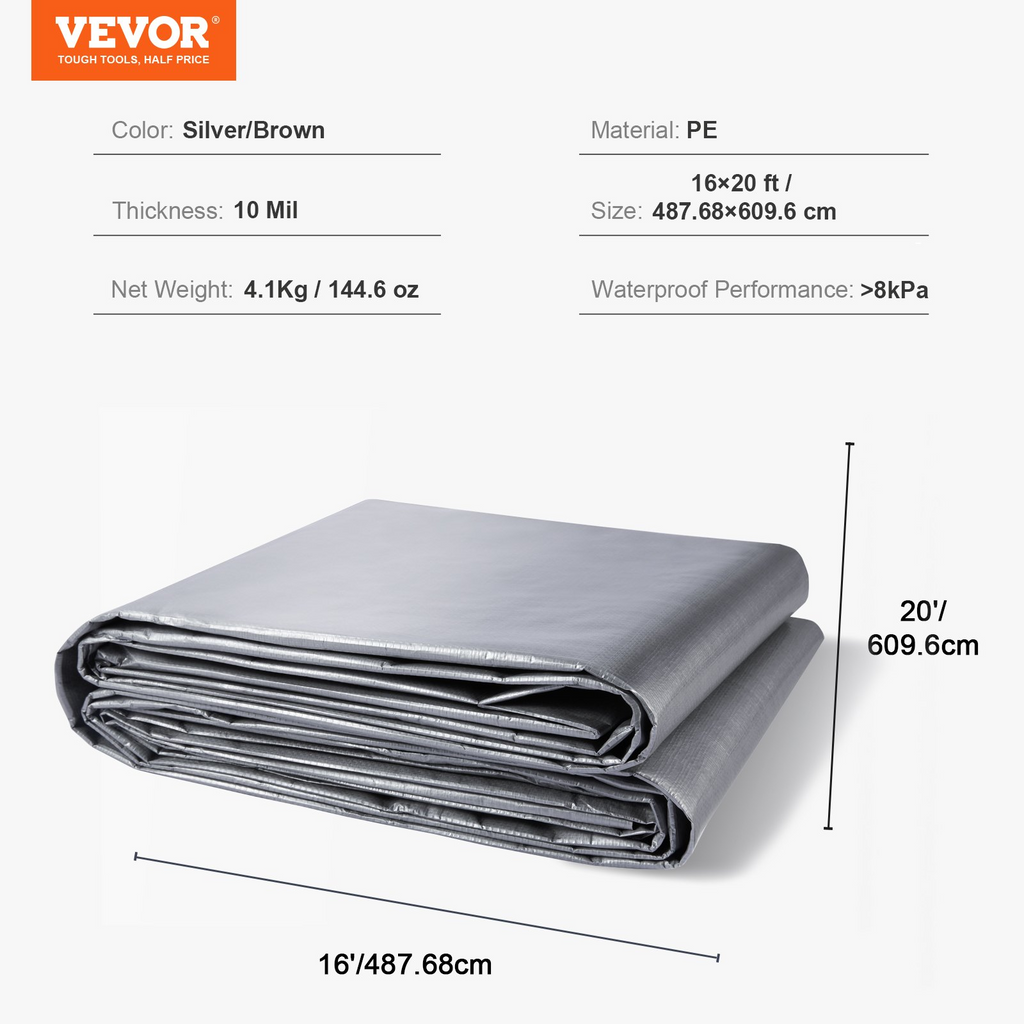VEVOR Lona impermeable de 16 x 20 pies