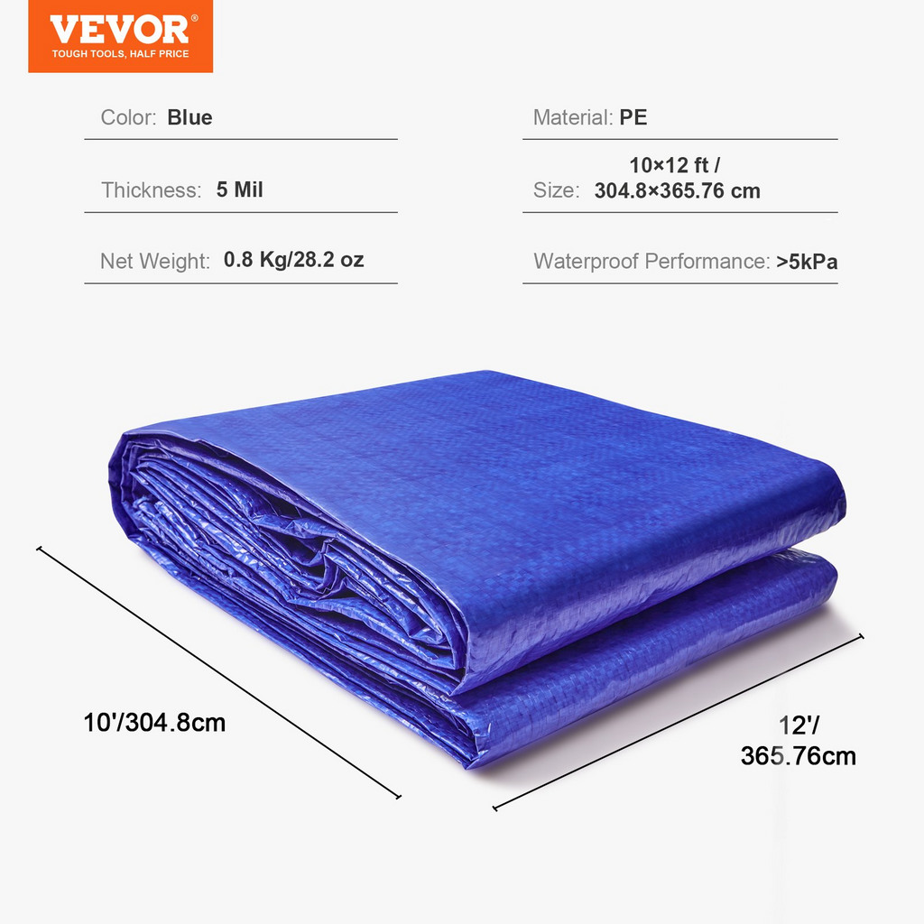 Lona impermeable VEVOR de 10 x 12 pies