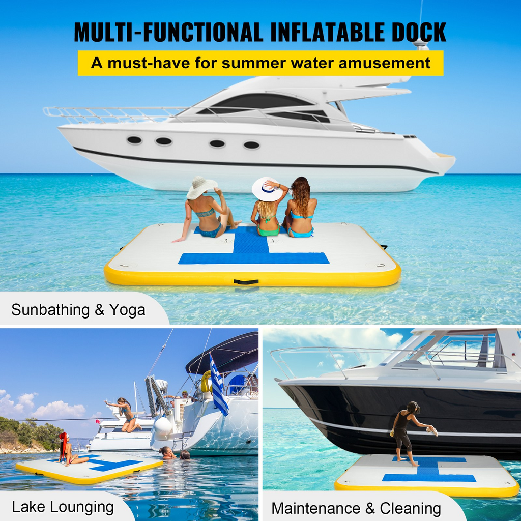 Plataforma de muelle inflable 8 x 5 pies con bomba de aire eléctrica