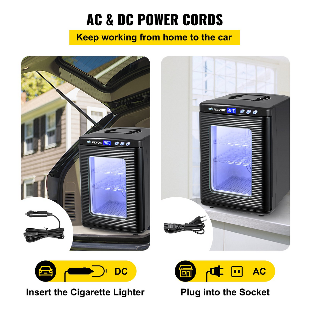 Incubadora de reptiles VEVOR negra de 25 l refrigeración y calefacción de 5 a 60 °C de 12 V/110 V