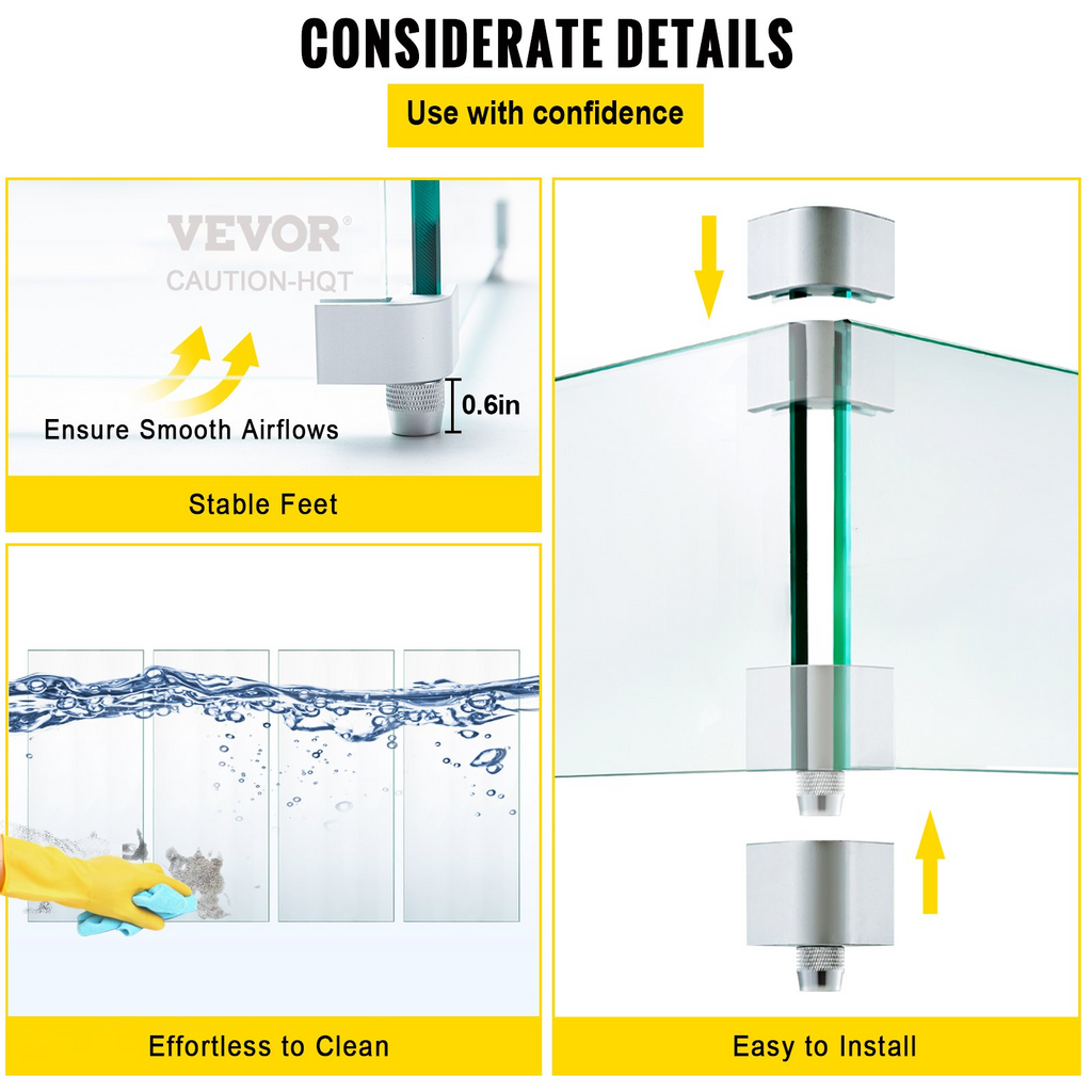 VEVOR  protector de viento de vidrio de 14 x 14 x 6 pulgadas de 0,3" de espesor