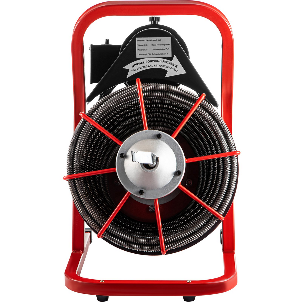 VEVOR - Desatascador de desagües eléctrico de 22 MTS x 1/2 pulgada, 370 W, desatascador de desagües portátil con cortadores e interruptor de pie activado por aire para tuberías de 2 a 4 JH2