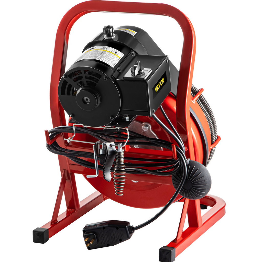 VEVOR - Desatascador de desagües eléctrico de 22 MTS x 1/2 pulgada, 370 W, desatascador de desagües portátil con cortadores e interruptor de pie activado por aire para tuberías de 2 a 4 JH2