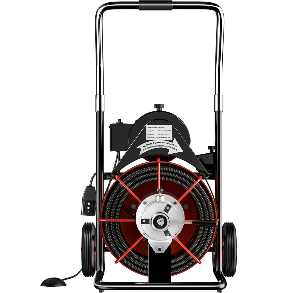 Limpiador de desagües VEVOR de 30 MTS x 1/2 pulgada, apto para tuberías de 2 pulgadas (50 mm) a 4 pulgadas (100 mm), máquina de limpieza de desagües abierta de 550 W, 1700 r/min JH2