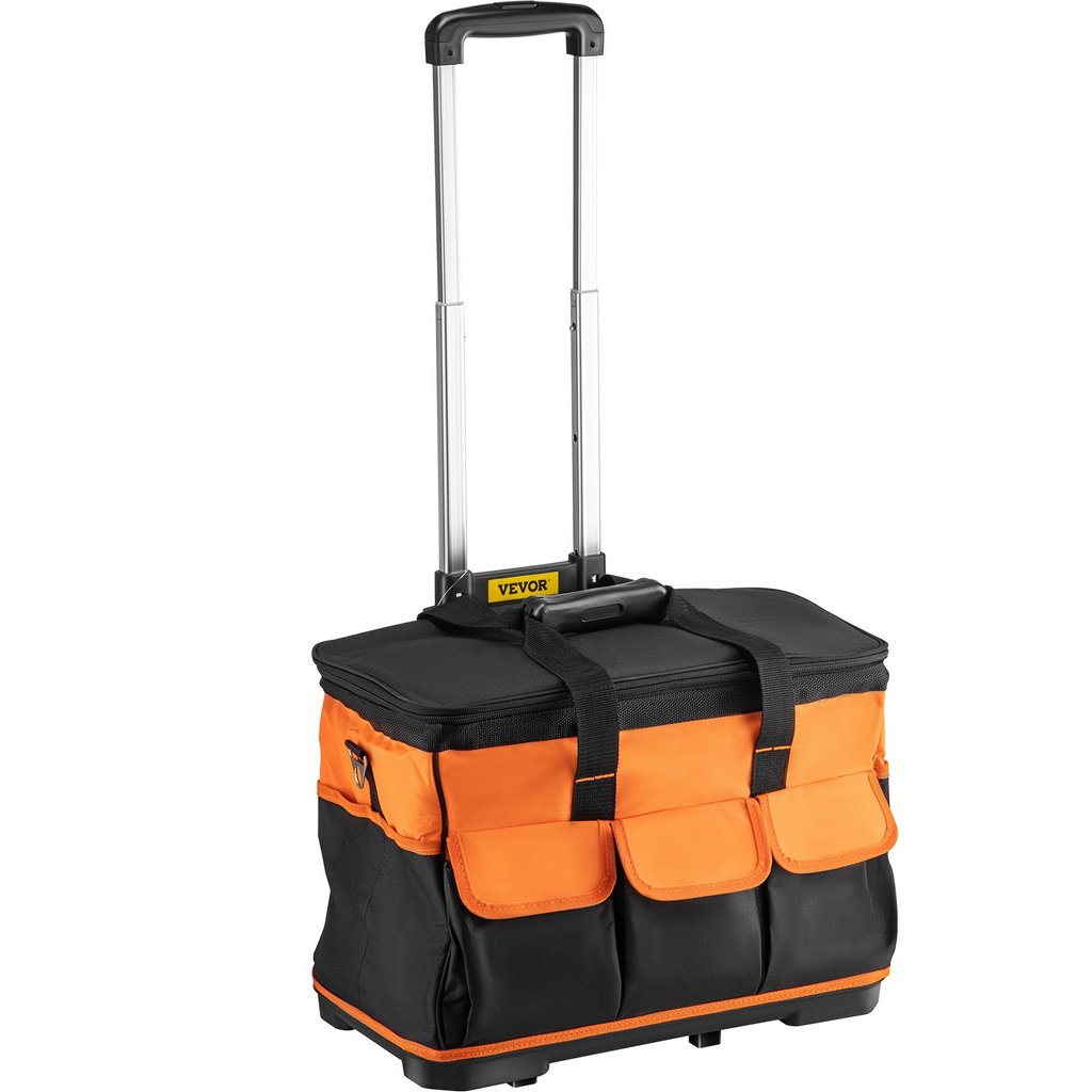 VEVOR Bolsa de herramientas con ruedas de 20 pulgadas y 17 bolsillos con dos ruedas de 2,56 pulgadas capacidad de carga de 198 lb