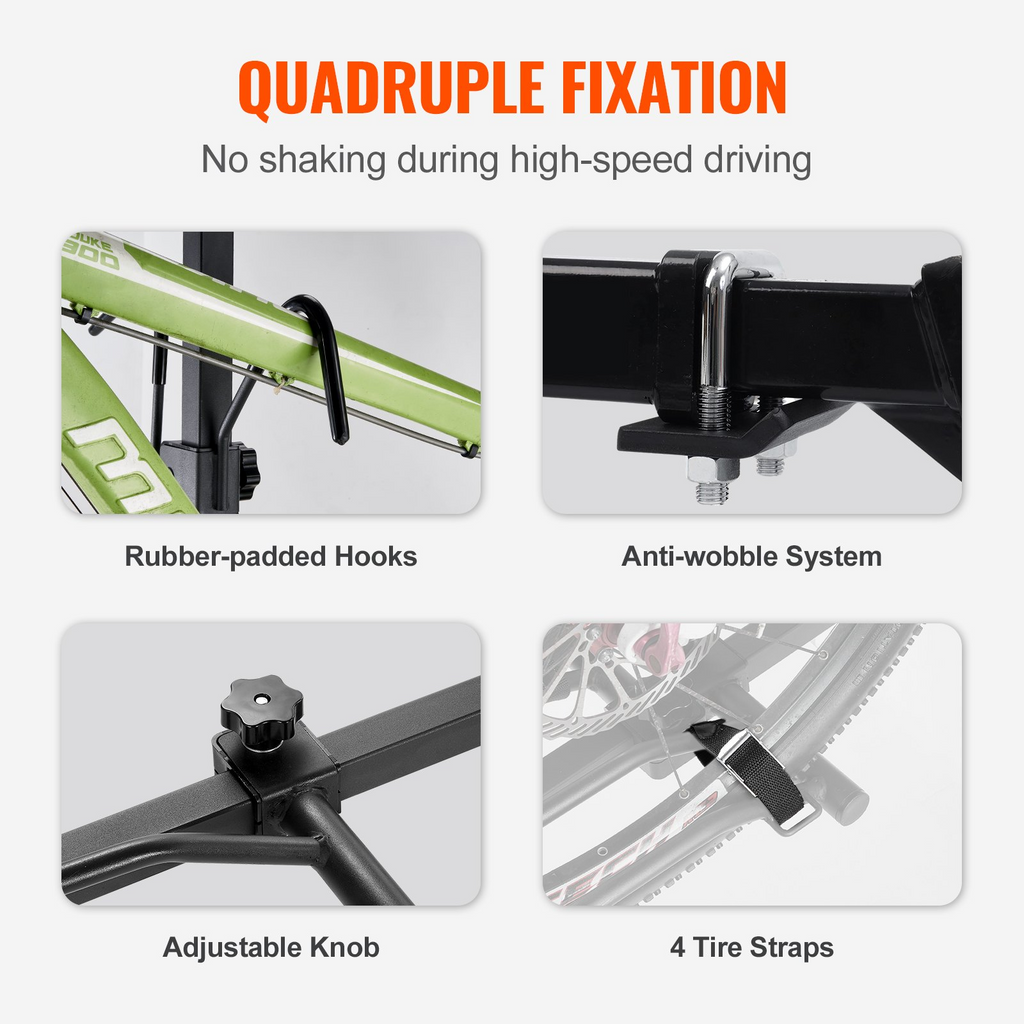 Portabicicletas plegable VEVOR para 2 bicicletas con montaje de enganche para automóvil